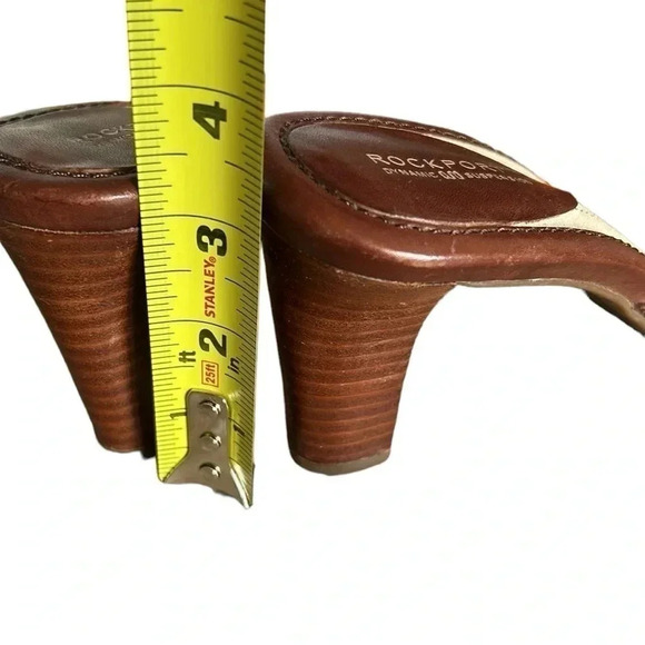 Rockport women shoes,sandal,brown,leather slip on mules ,heels , buckle accent - Picture 14 of 15